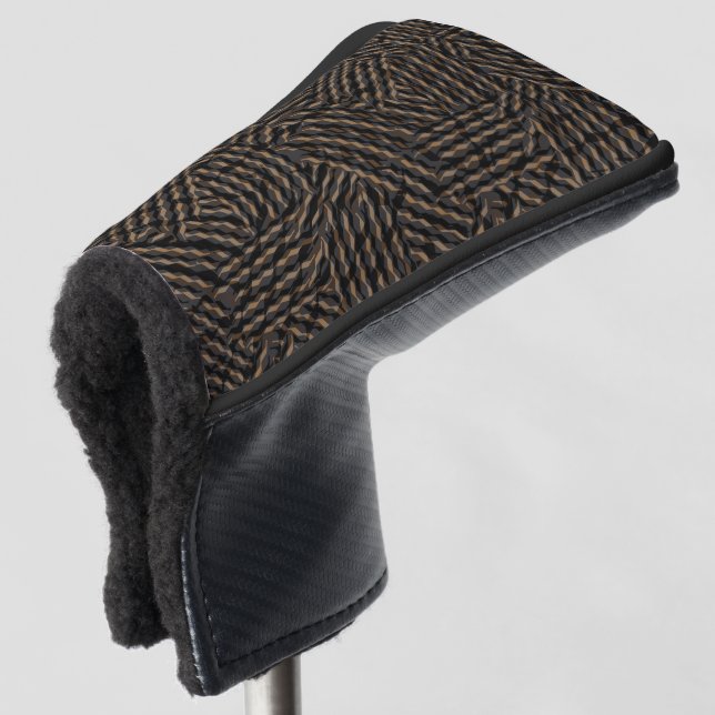 Brown black grey abstract  golf head cover (3/4 Front)