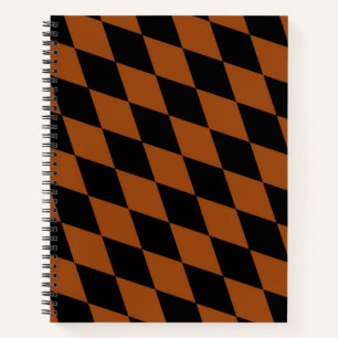 Brown Black Harlequin Diamonds Checkers Design Notebook