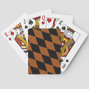 Brown Black Harlequin Diamonds Checkers Design Playing Cards