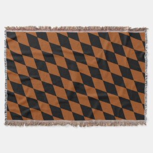 Brown Black Harlequin Diamonds Checkers Design  Throw Blanket