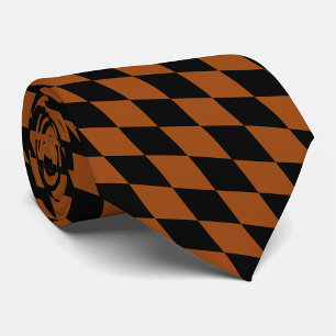 Brown Black Harlequin Diamonds Checkers Design Tie