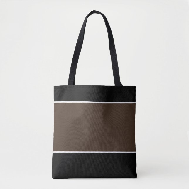 Brown Black Horizontal Tote Bag (Front)