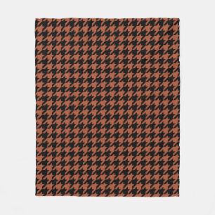 Brown Black Houndstooth Check Fleece Blanket