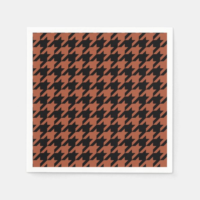 Brown Black Houndstooth Check Napkin (Front)