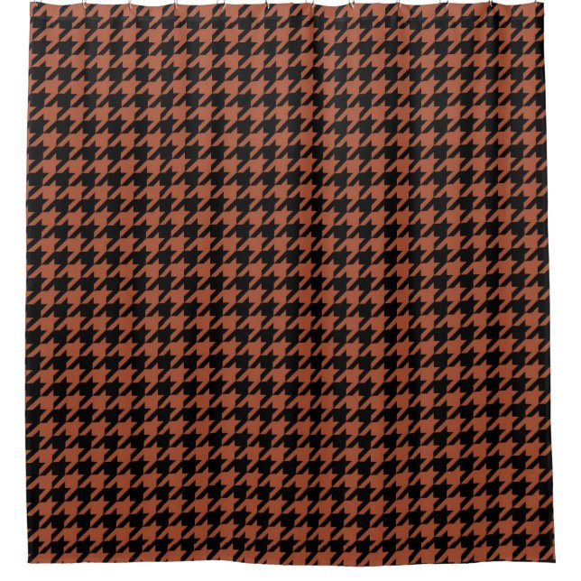 Brown Black Houndstooth Check Shower Curtain (Front)