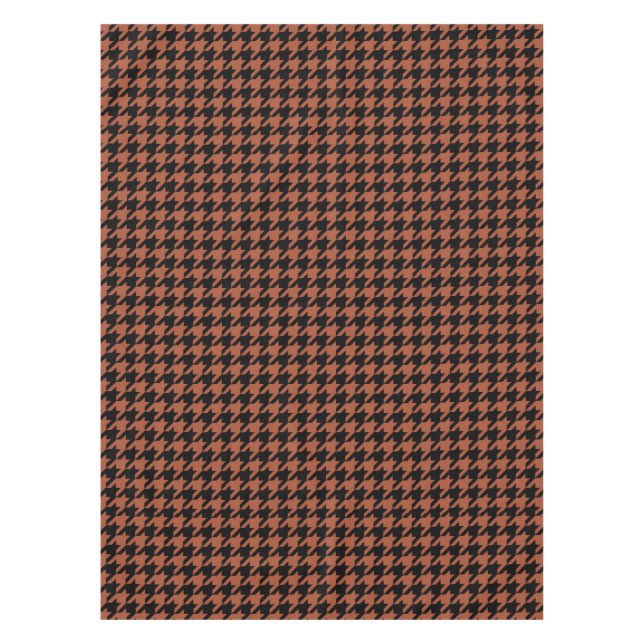 Brown Black Houndstooth Check Tablecloth (Front)