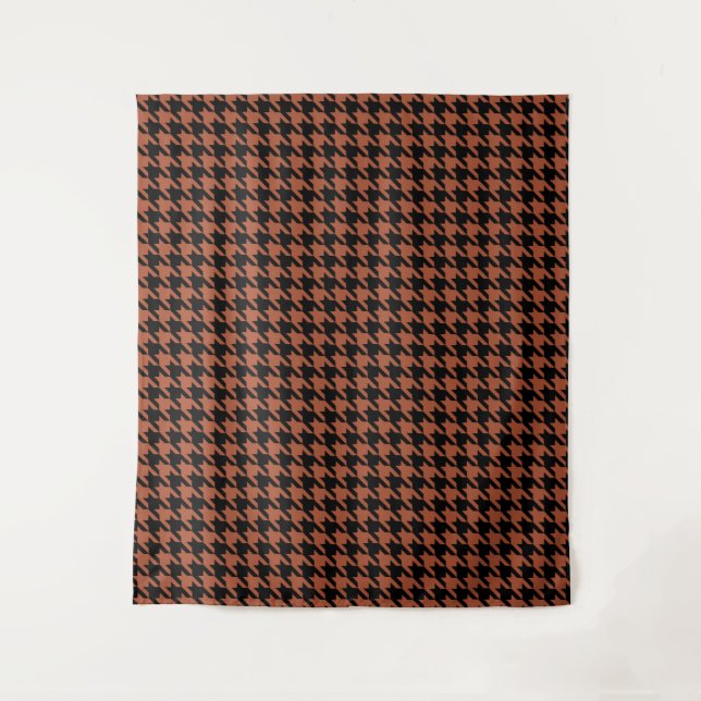 Brown Black Houndstooth Check Tapestry (Front)