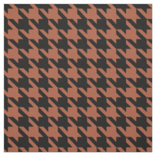 Brown Black Houndstooth Plaid Fabric