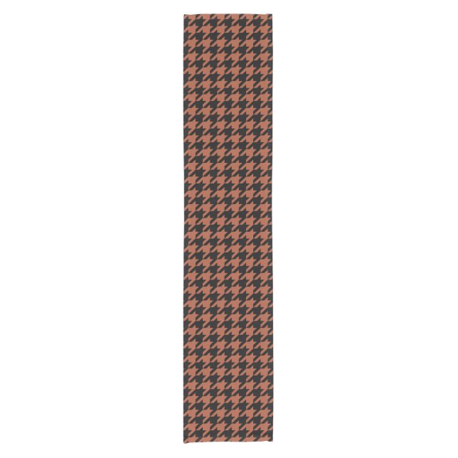 Brown Black Houndstooth Plaid  Short Table Runner (Front)