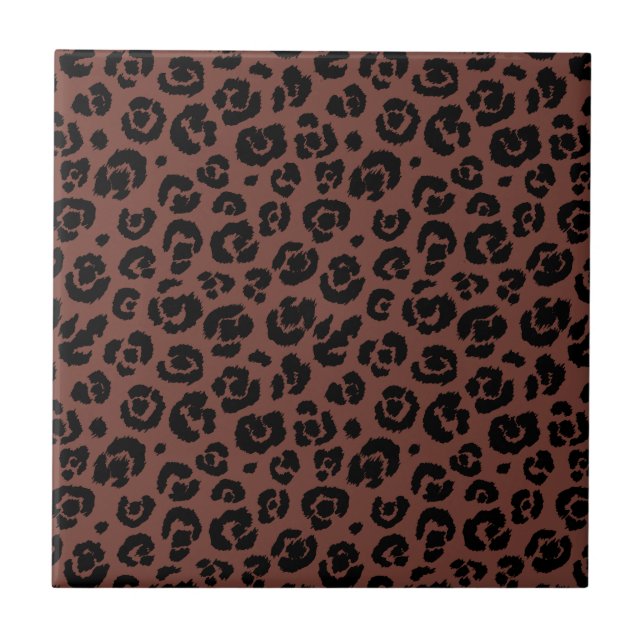 Brown Black Leopard Print Ceramic Tile (Front)