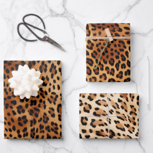 Brown Black Leopard Print Wrapping Paper Sheet