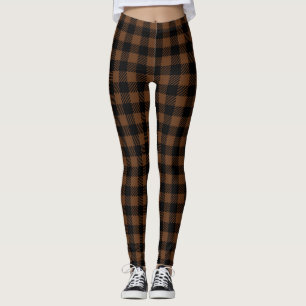 Brown Black Lumberjack Buffalo Plaid Pattern Leggings