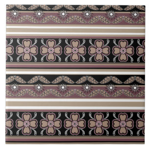 Brown black mexican ornament stripes ceramic tile