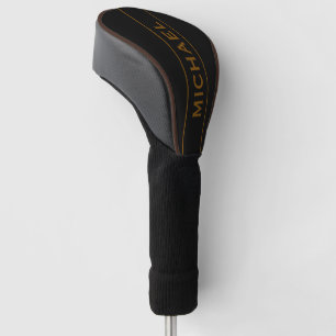 Brown &black Monogram and Name Personalised Golf Head Cover