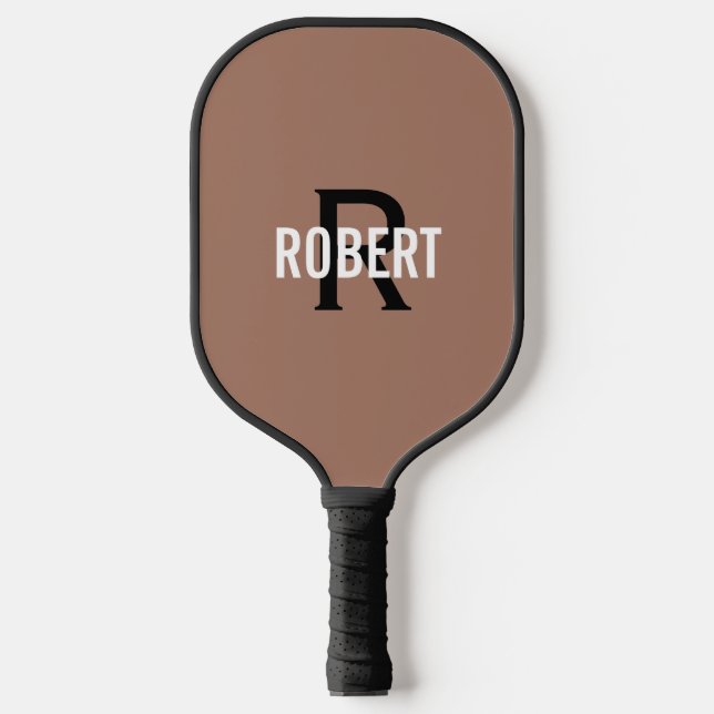 Brown black monogram name  pickleball paddle (Front)