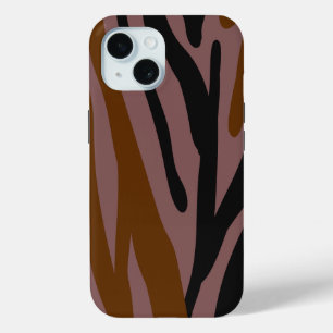 Brown Black Neon Striped iPhone 15 Case