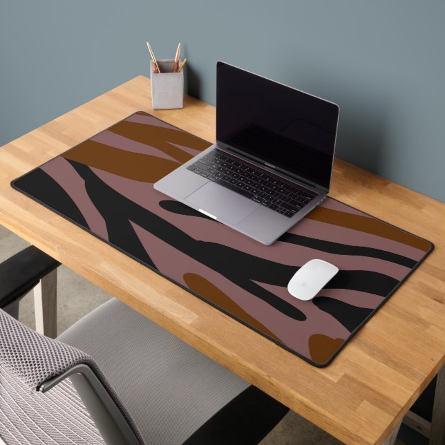 Brown Black Neon Striped  Desk Mat (Office 2)