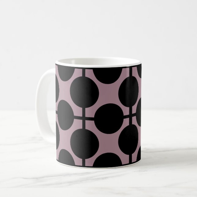 brown black polka dot check pattern fashion coffee mug (Front Left)