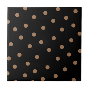 Brown Black Polkadot Pattern Ceramic Tile