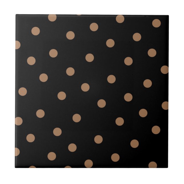 Brown Black Polkadot Pattern Ceramic Tile (Front)