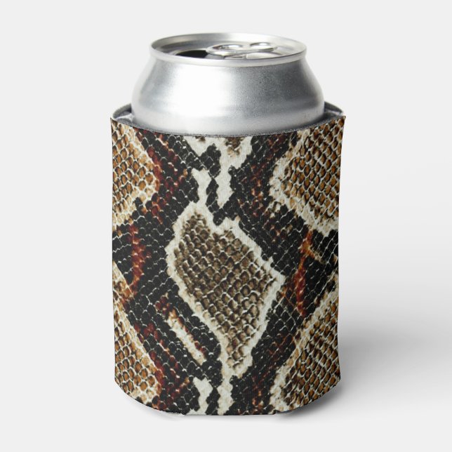 brown black red animal print snake skin can cooler (Can Front)