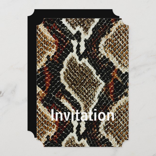 brown black red animal print snake skin invitation (Front/Back)