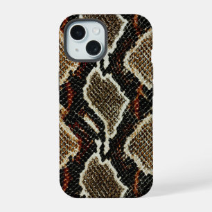 brown black red animal print snake skin iPhone 15 case