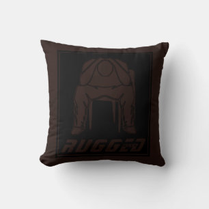 brown black Rugged Man Holding Head   Thinking Man Cushion