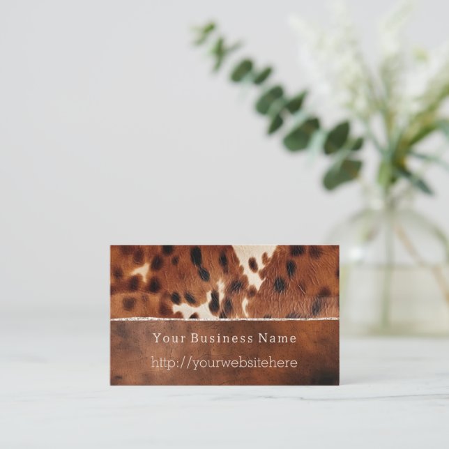 Brown Black Southwest Cowhide Business Card (Standing Front)
