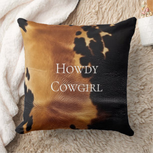 Brown Black Southwest Cowhide Cushion