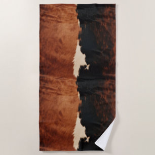 Brown Black Southwest Faux Cowhide Beach Towel