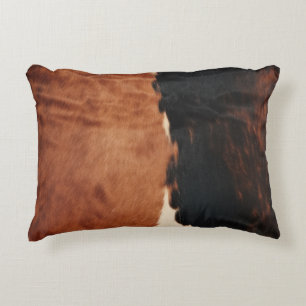 Brown Black Southwest Faux Cowhide Decorative Cushion