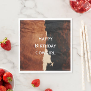 Brown Black Southwest Faux Cowhide Napkin