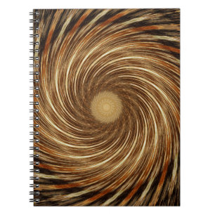 Brown Black Spiral Wave Kaleidoscope Art Notebook