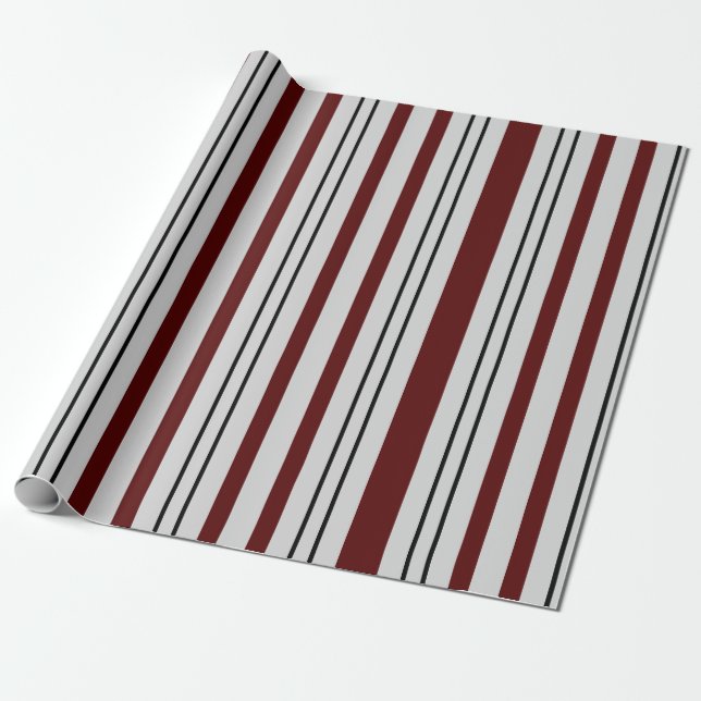 Brown Black Stripes Modern Minimalist Gift Wrap (Unrolled)