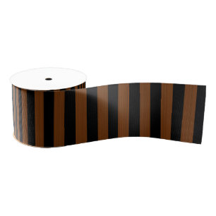 Brown Black Stripes Seamless Pattern Grosgrain Ribbon