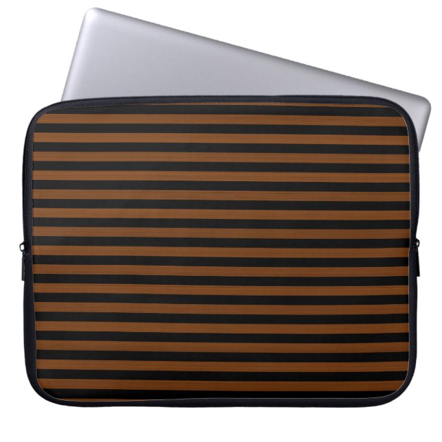 Brown Black Stripes Seamless Pattern Laptop Sleeve (Front)