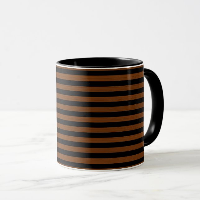 Brown Black Stripes Seamless Pattern Mug (Front Right)