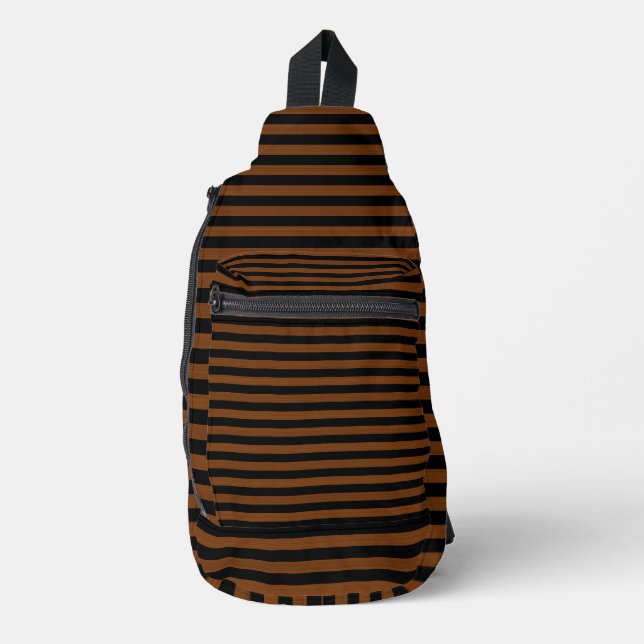 Brown Black Stripes Seamless Pattern Sling Bag (Front)