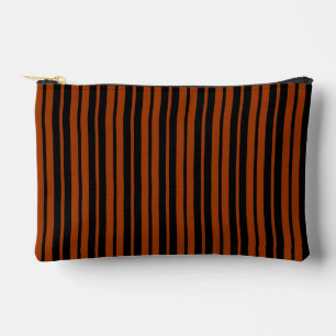 Brown Black Vertical Stripes Pattern Design Accessory Pouch