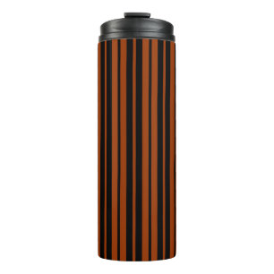 Brown Black Vertical Stripes Pattern Design Thermal Tumbler
