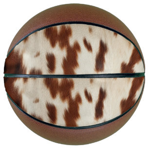 Brown Black White Cowhide Basketball