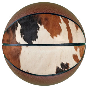 Brown Black White Cowhide Basketball