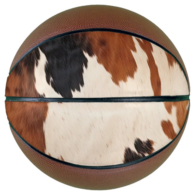 Brown Black White Cowhide Basketball (Front)