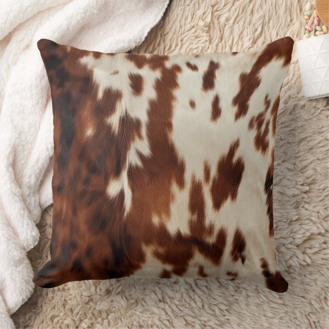 Brown Black White Cowhide Cushion (Blanket)