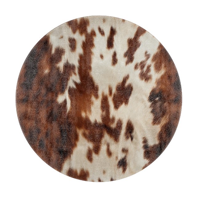 Brown Black White Cowhide Cutting Board (Front)