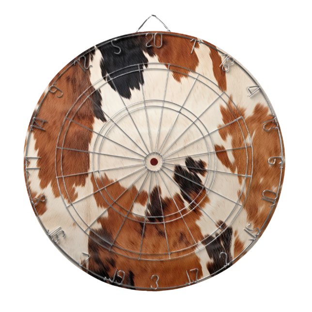 Brown Black White Cowhide Dartboard (Front)