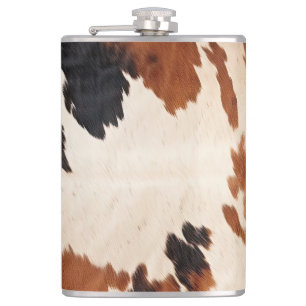 Brown Black White Cowhide Hip Flask