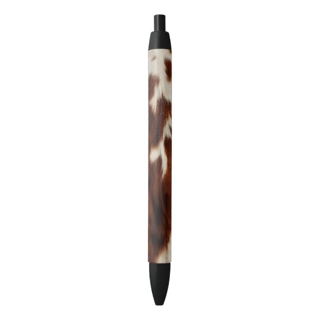 Brown Black White Cowhide Ink Pen (Front Vertical)