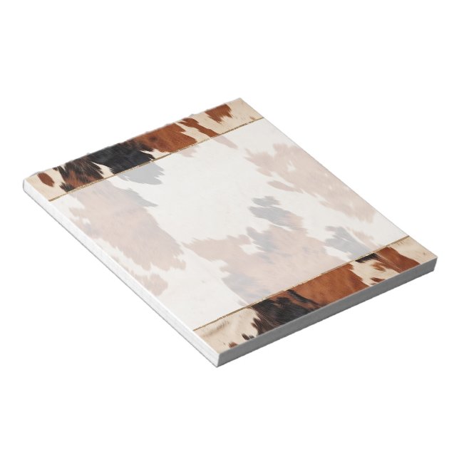 Brown Black White Cowhide Notepad (Angled)